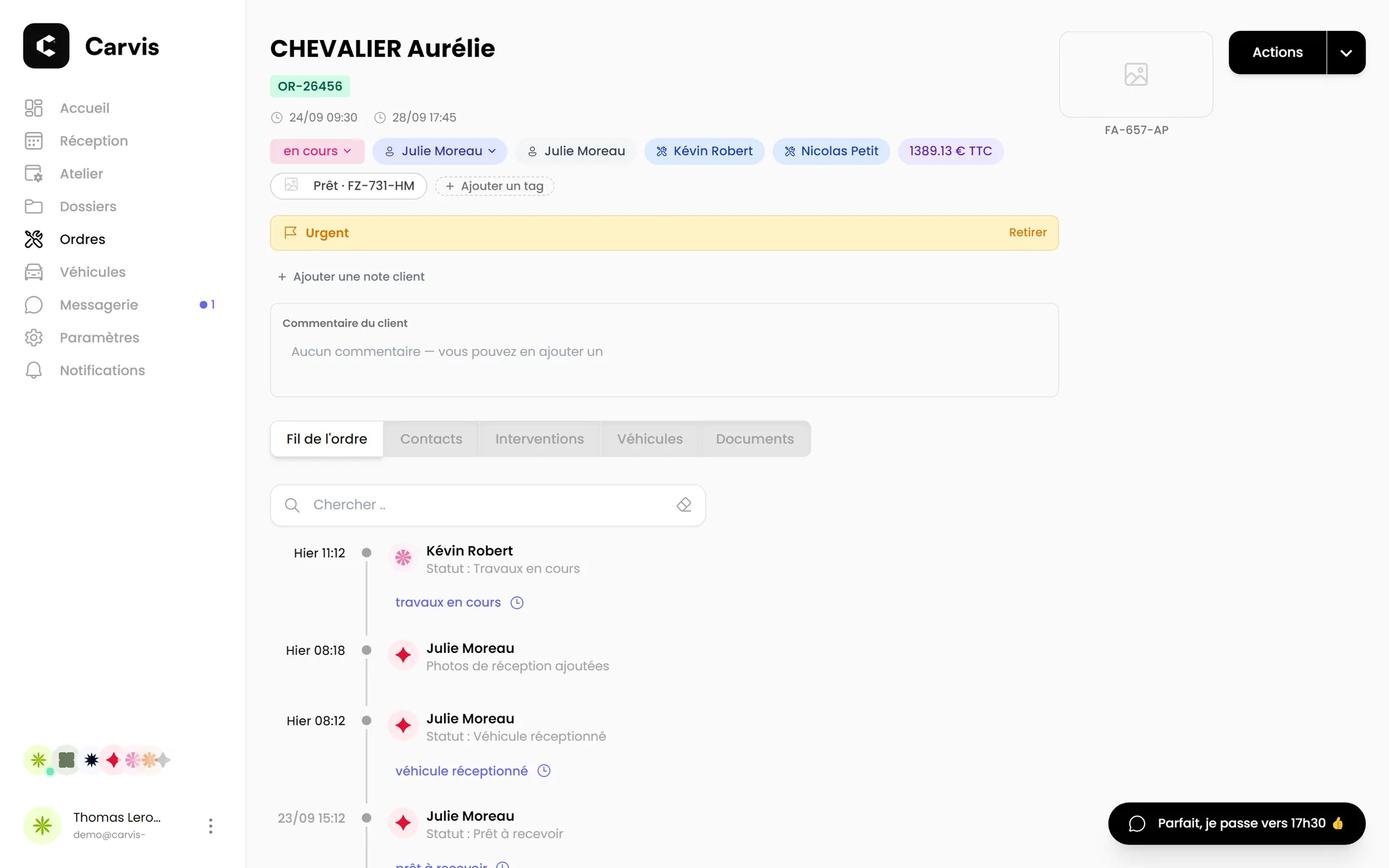 Ordre de réparation