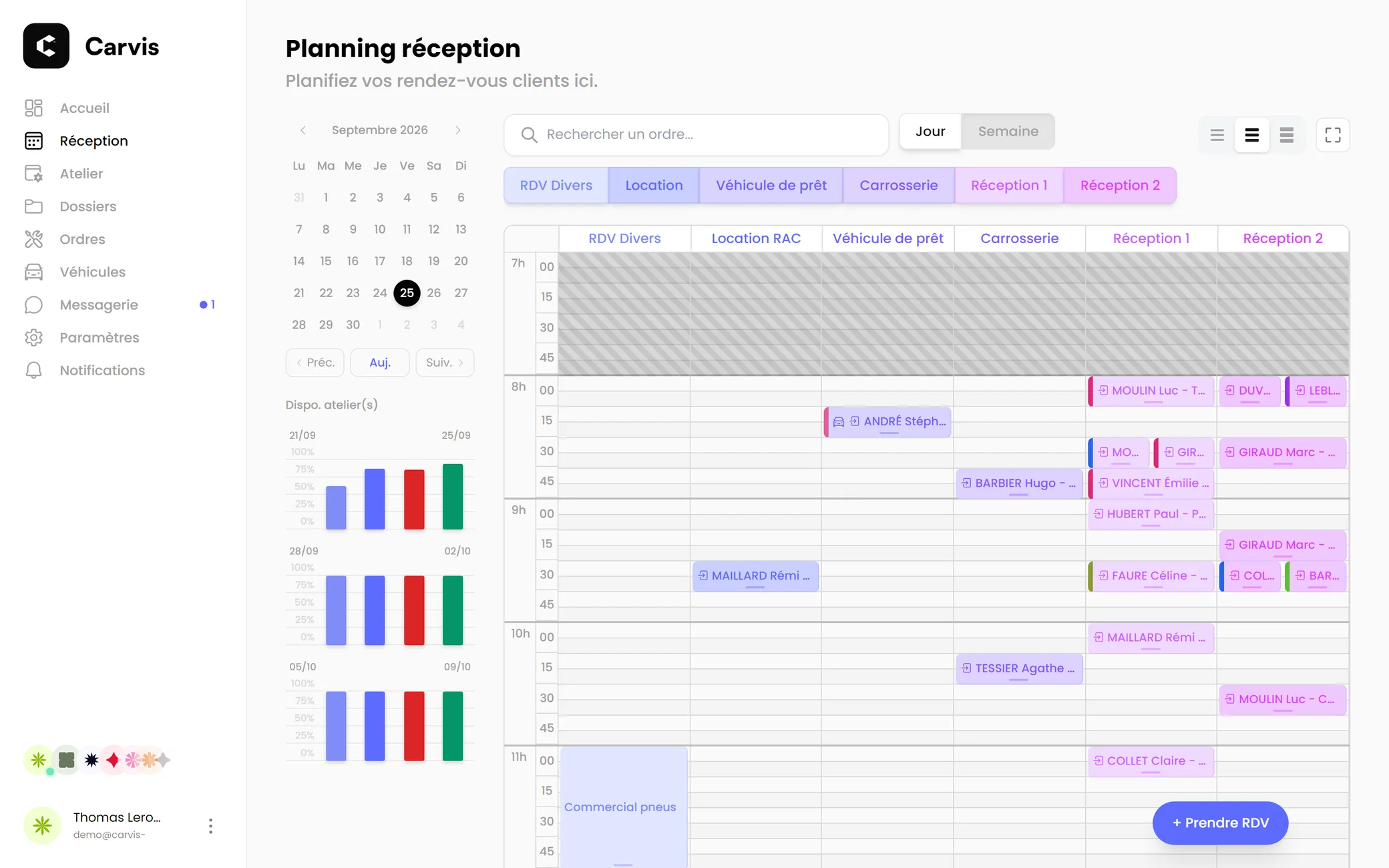 Planning réception