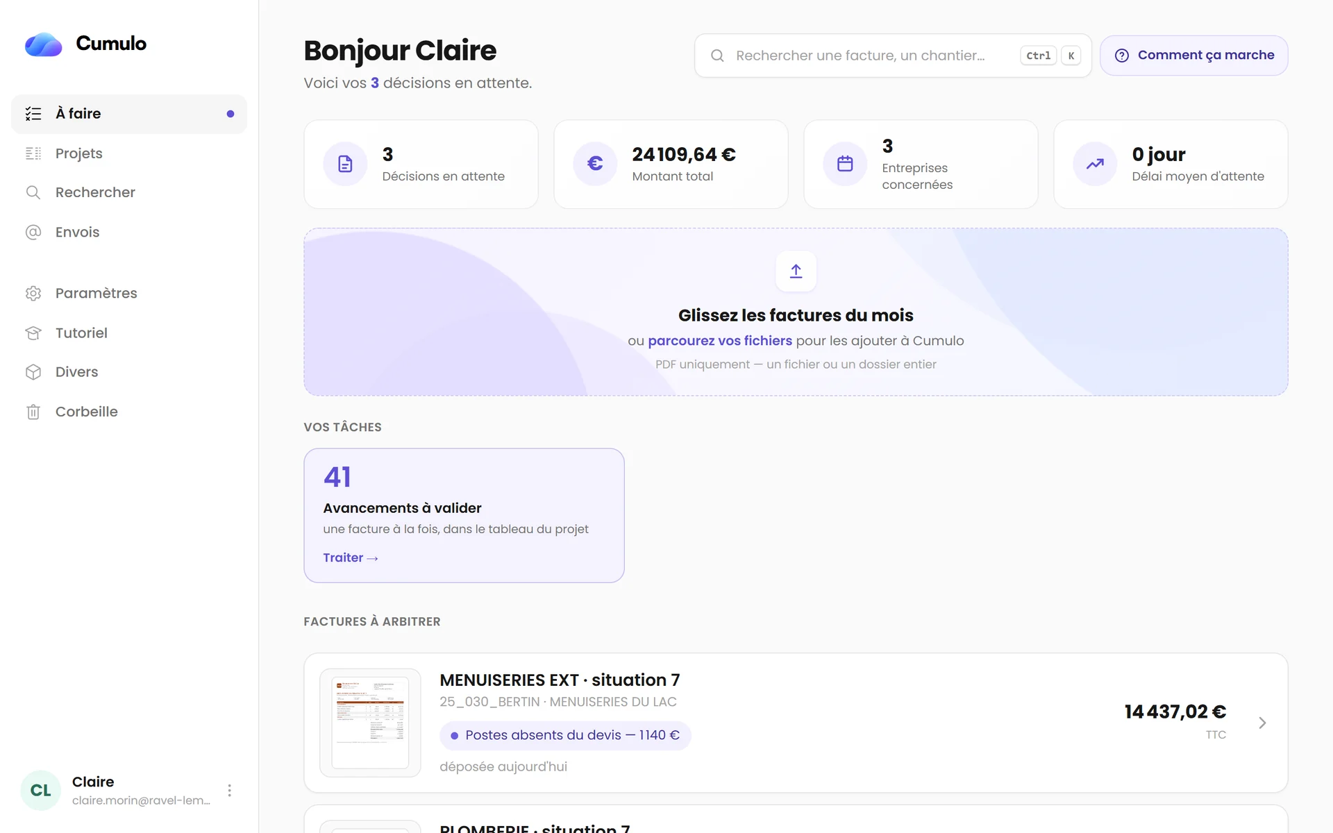 Écran À faire de Cumulo